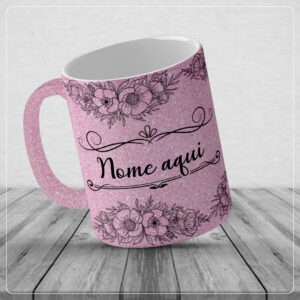 Arte Digital para Caneca - Glitter com Nome