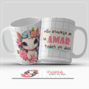 Arte Digital para Caneca - Não esqueça de se amar
