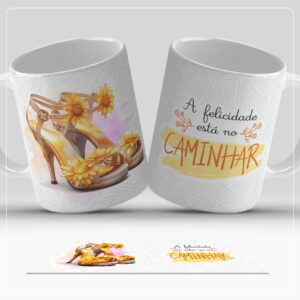 Arte Digital para Caneca - A felicidade está no caminhar